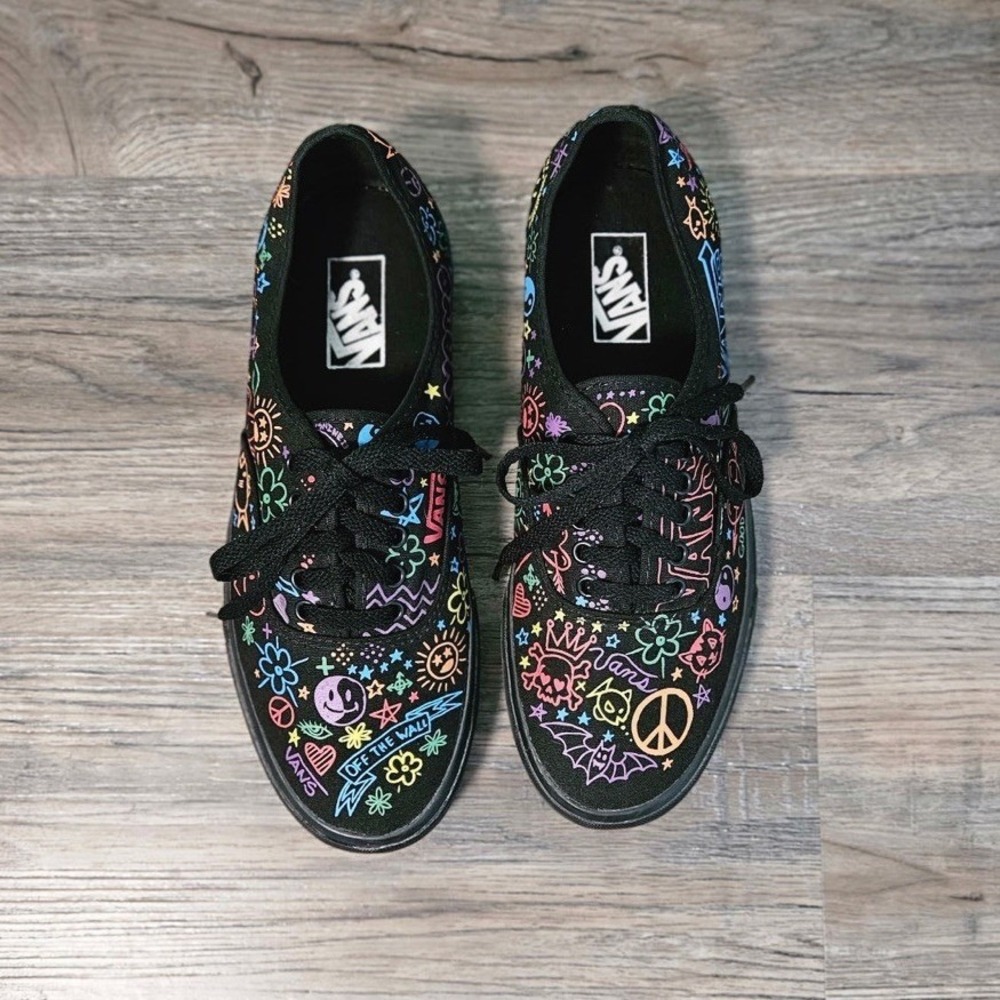 Vans Black Neon Doodle Graffiti Authentics